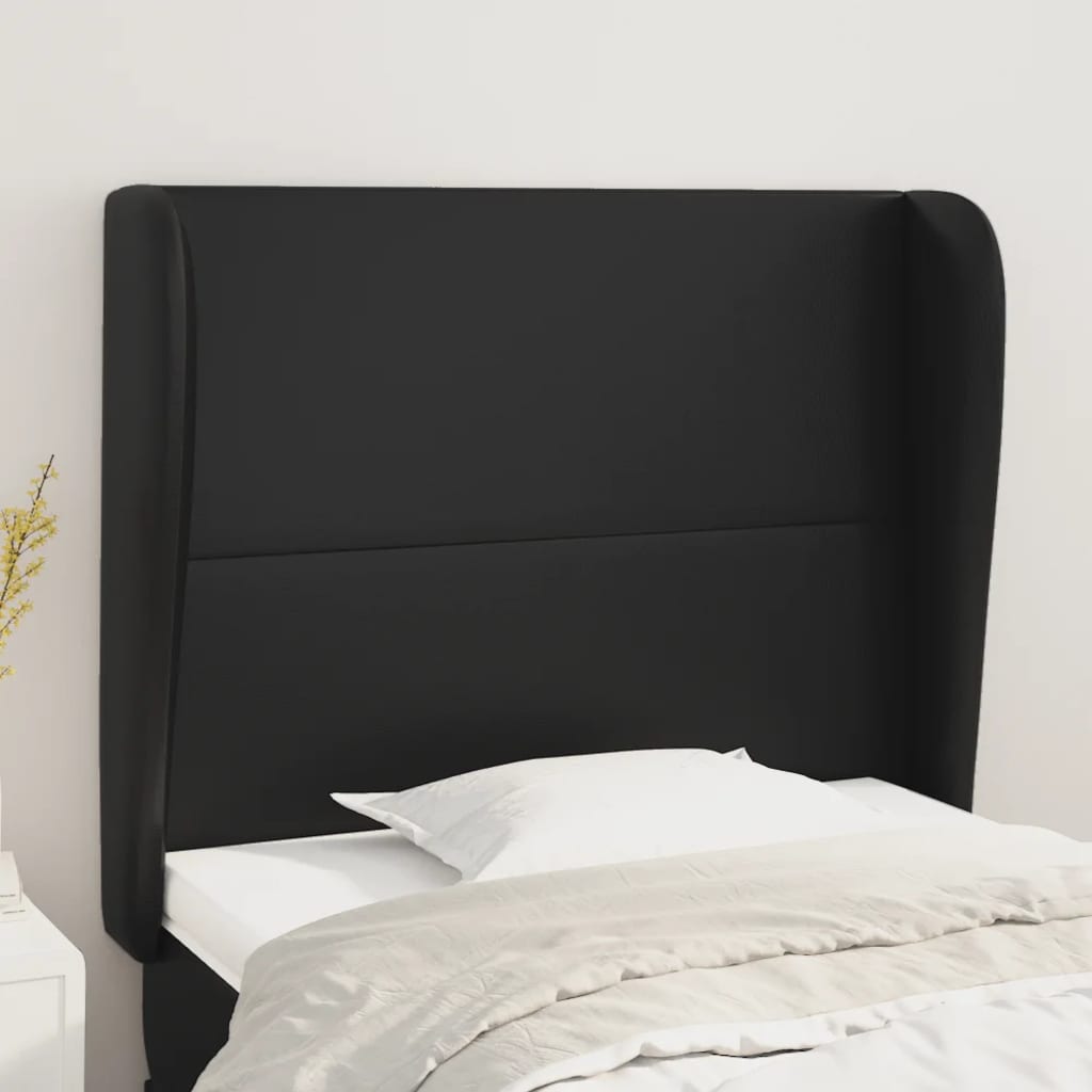 vidaXL Kopfteil mit Ohren Schwarz 103x23x118/128 cm Kunstleder