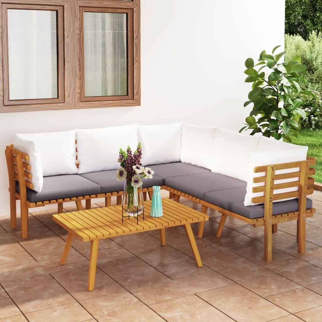 vidaXL 6-tlg. Garten-Lounge-Set mit Kissen Massivholz Akazie