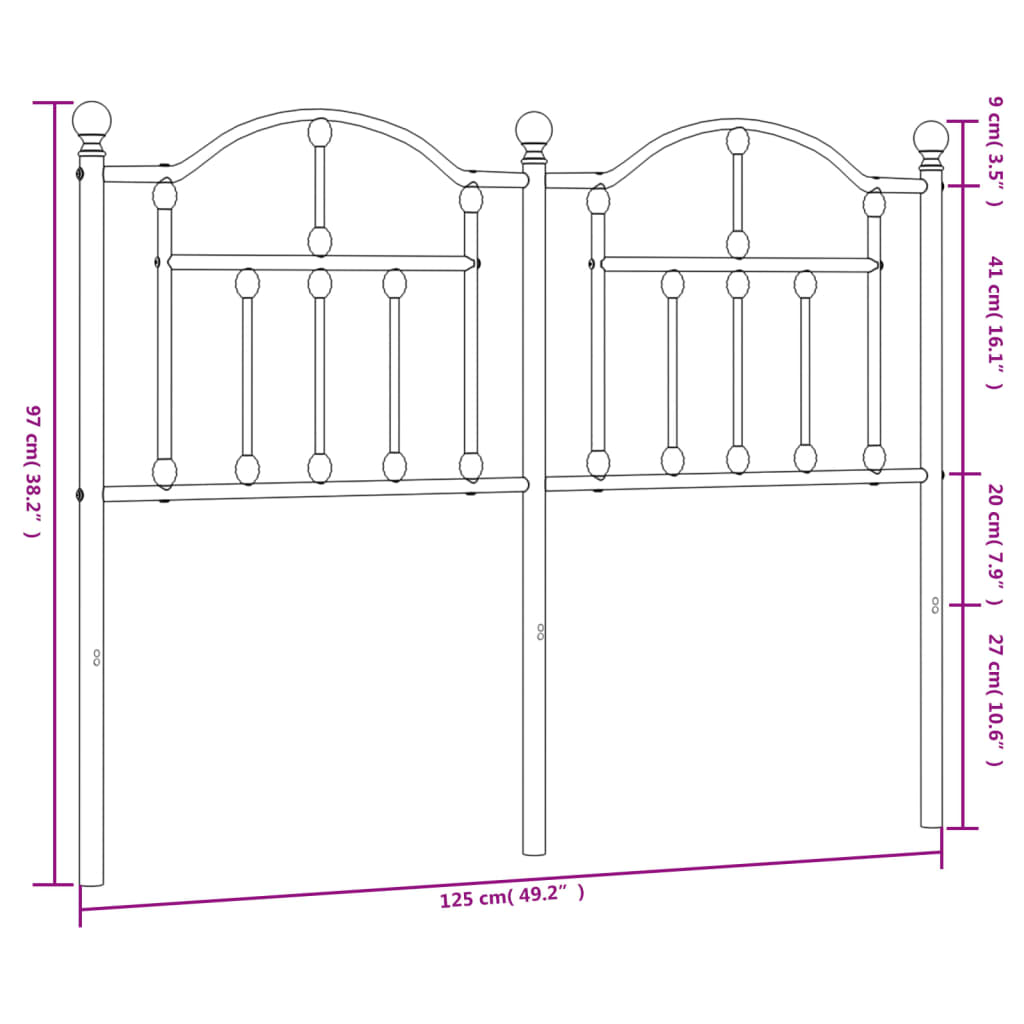 vidaXL Kopfteil Metall Weiß 120 cm