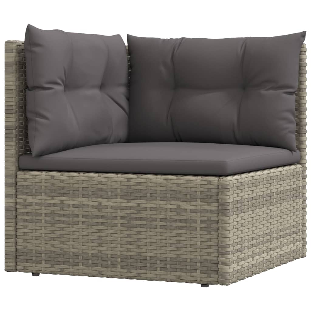 vidaXL 6-tlg. Garten-Lounge-Set mit Kissen Grau Poly Rattan