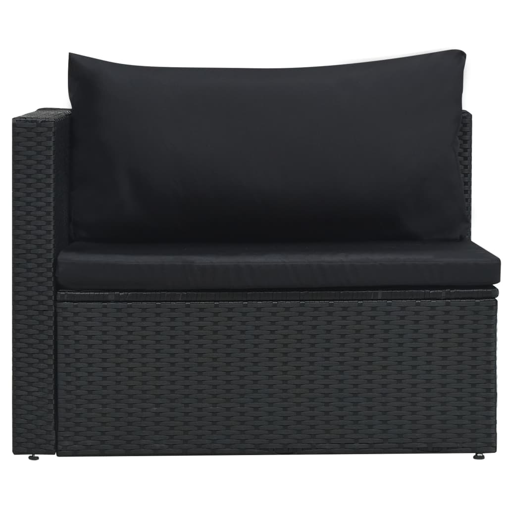 vidaXL 5-tlg. Garten-Lounge-Set mit Auflagen Poly Rattan Schwarz