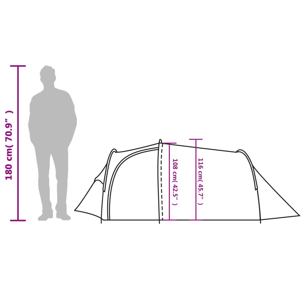 vidaXL Tunnel-Campingzelt 3 Personen Weiß Dunkel Wasserdicht