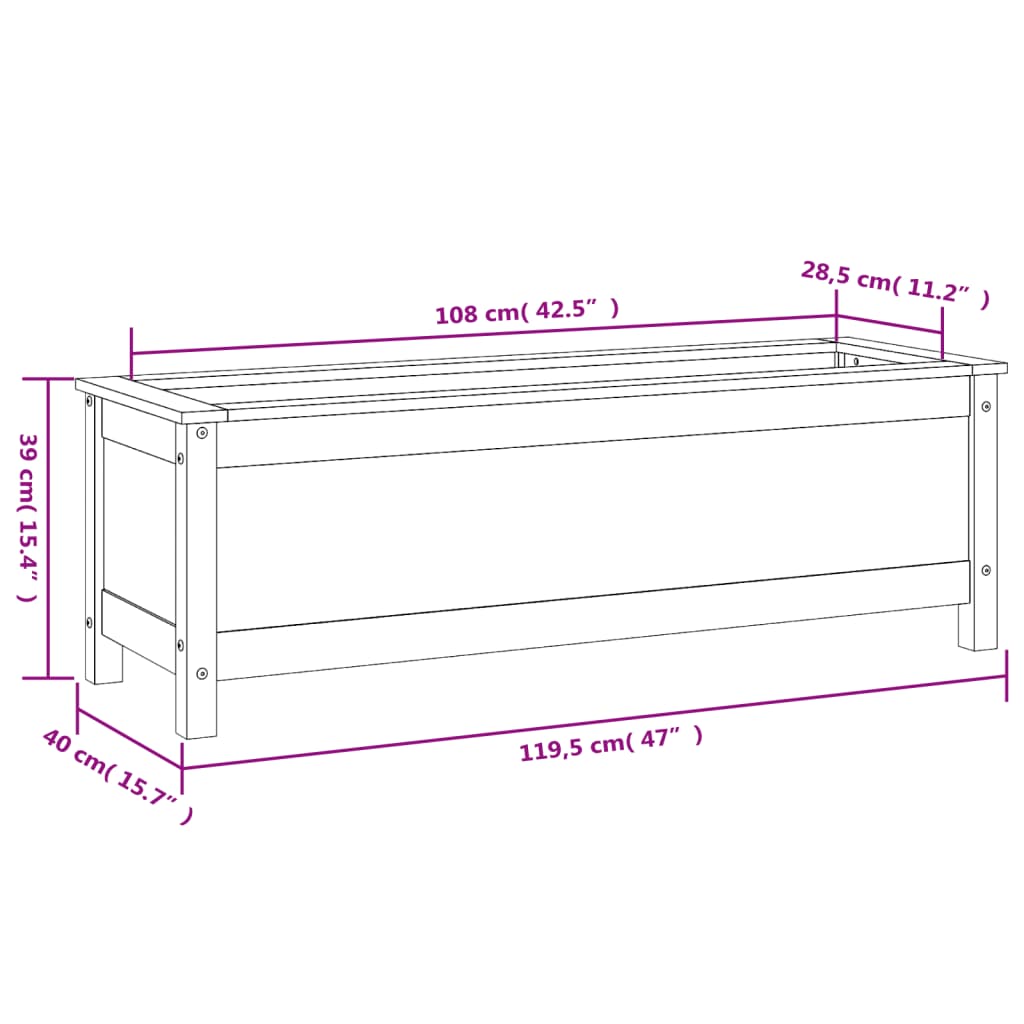 vidaXL Hochbeet Schwarz 119,5x40x39 cm Massivholz Kiefer