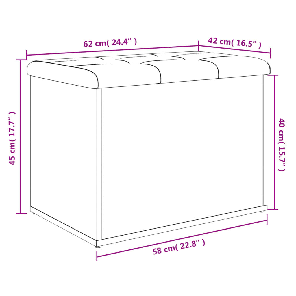 vidaXL Sitzbank mit Stauraum Grau Sonoma 62x42x45 cm Holzwerkstoff