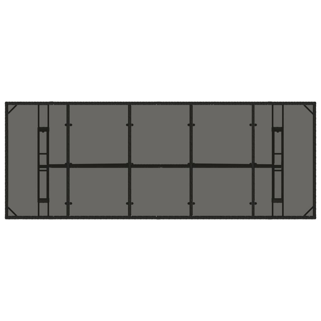 vidaXL Gartentisch mit Glasplatte Schwarz 240x90x75 cm Poly Rattan