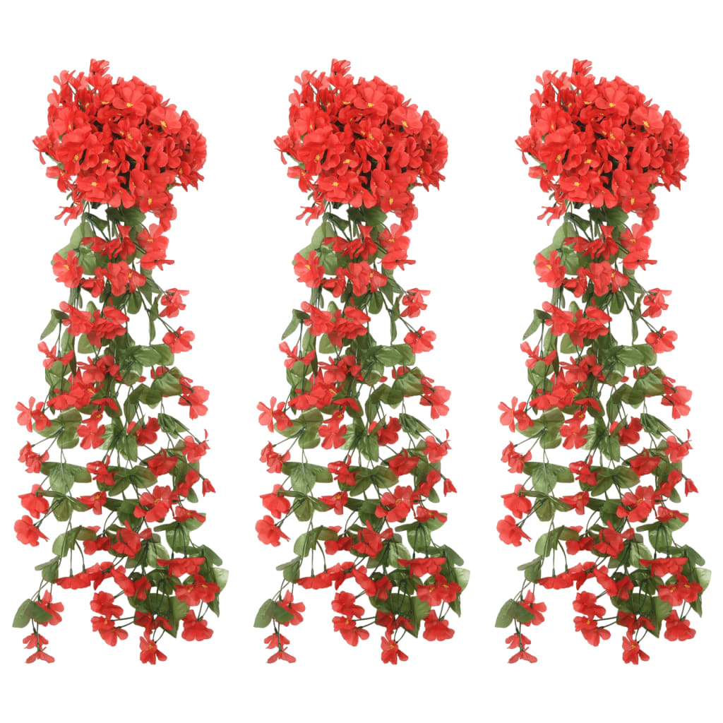 vidaXL Weihnachtskränze Blumen 3 Stk. Rot 85 cm