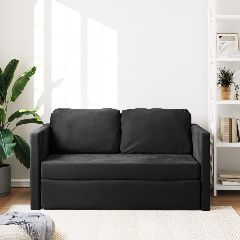 vidaXL Bodensofa mit Schlaffunktion Schwarz 122x204x55 cm Samt