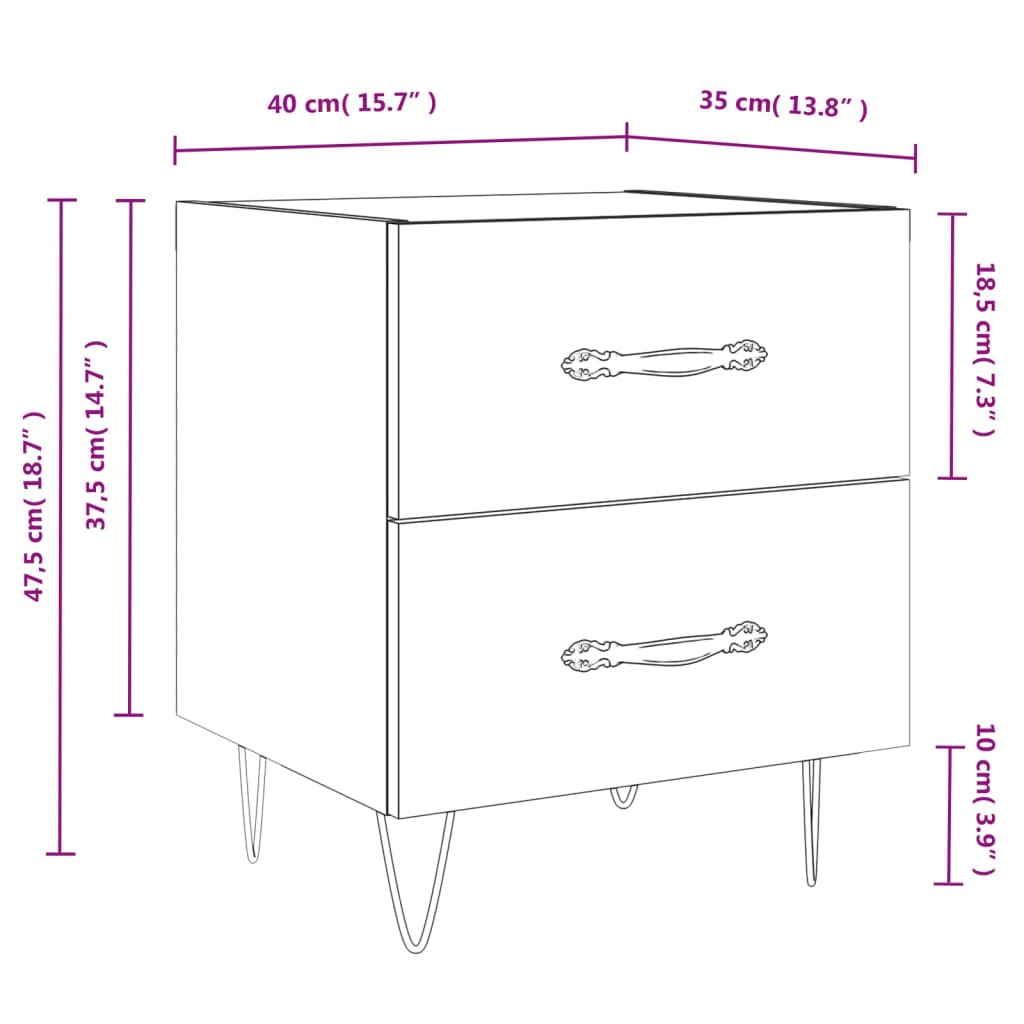 vidaXL Nachttisch Hochglanz-Weiß 40x35x47,5 cm Holzwerkstoff