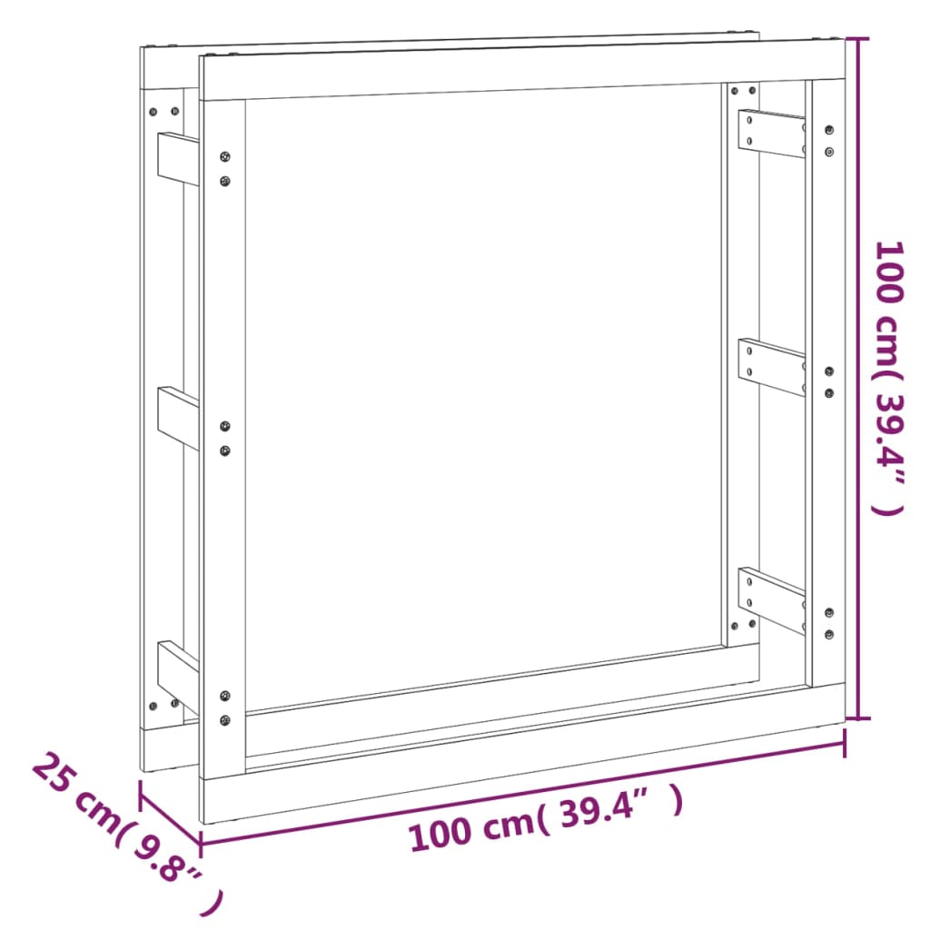 vidaXL Kaminholzregal Grau 100x25x100 cm Massivholz Kiefer