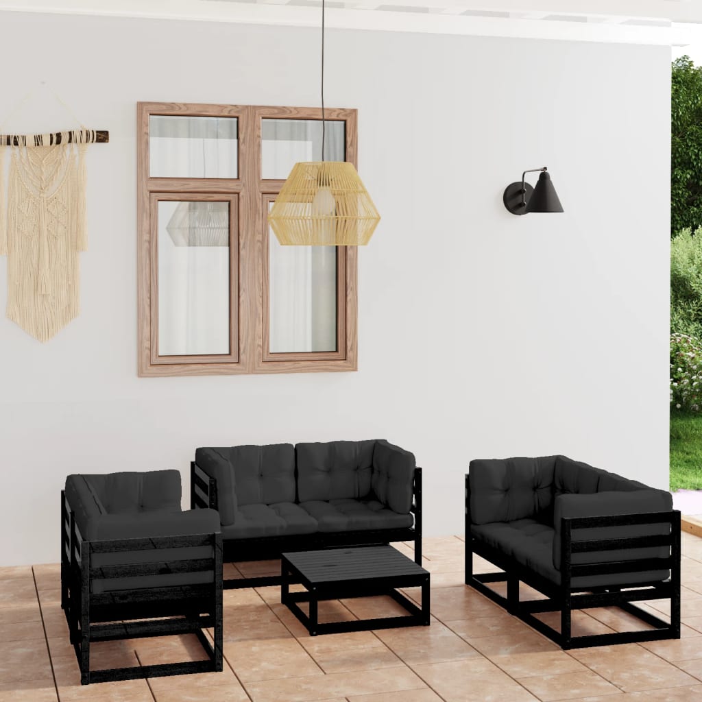 vidaXL 7-tlg. Garten-Lounge-Set mit Kissen Massivholz Kiefer