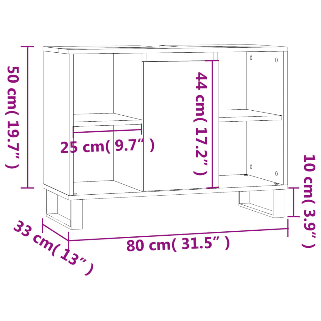 vidaXL Badschrank Grau Sonoma 80x33x60 cm Holzwerkstoff