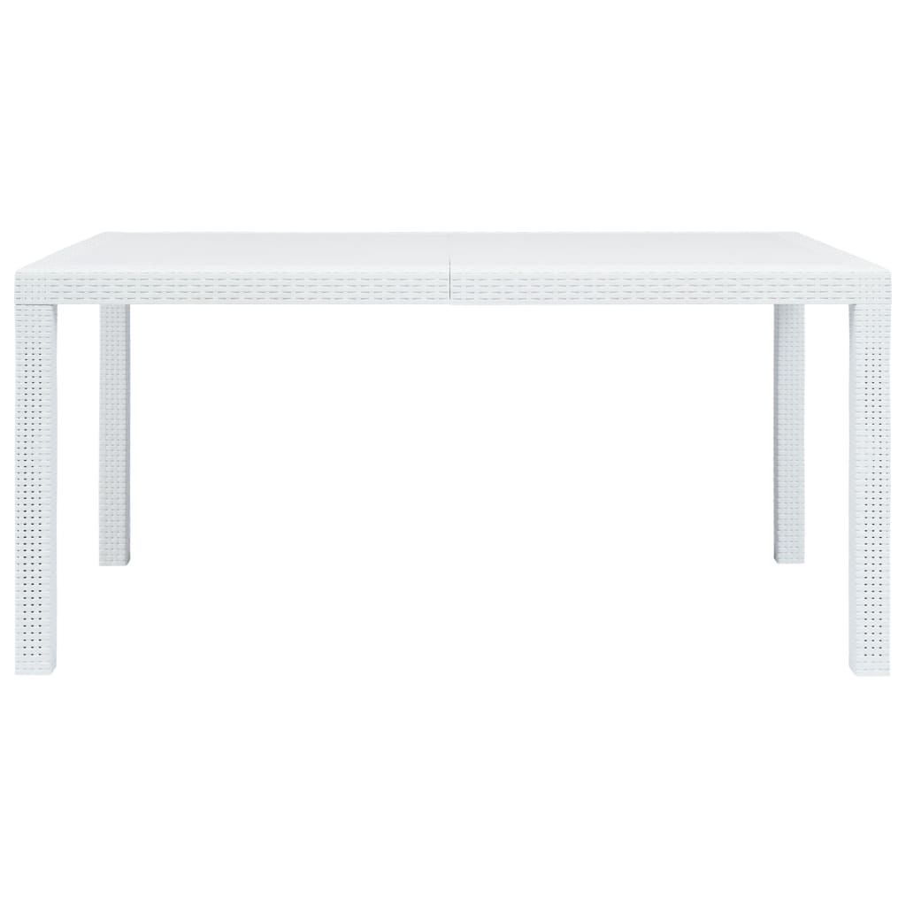 vidaXL Gartentisch Weiß 150x90x72 cm Kunststoff Rattan-Optik