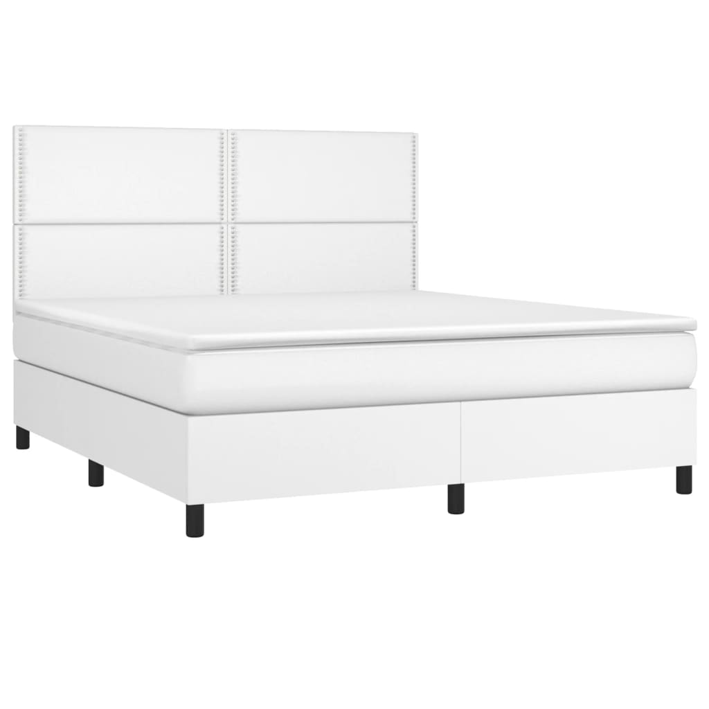 vidaXL Boxspringbett mit Matratze & LED Weiß 180x200 cm Kunstleder