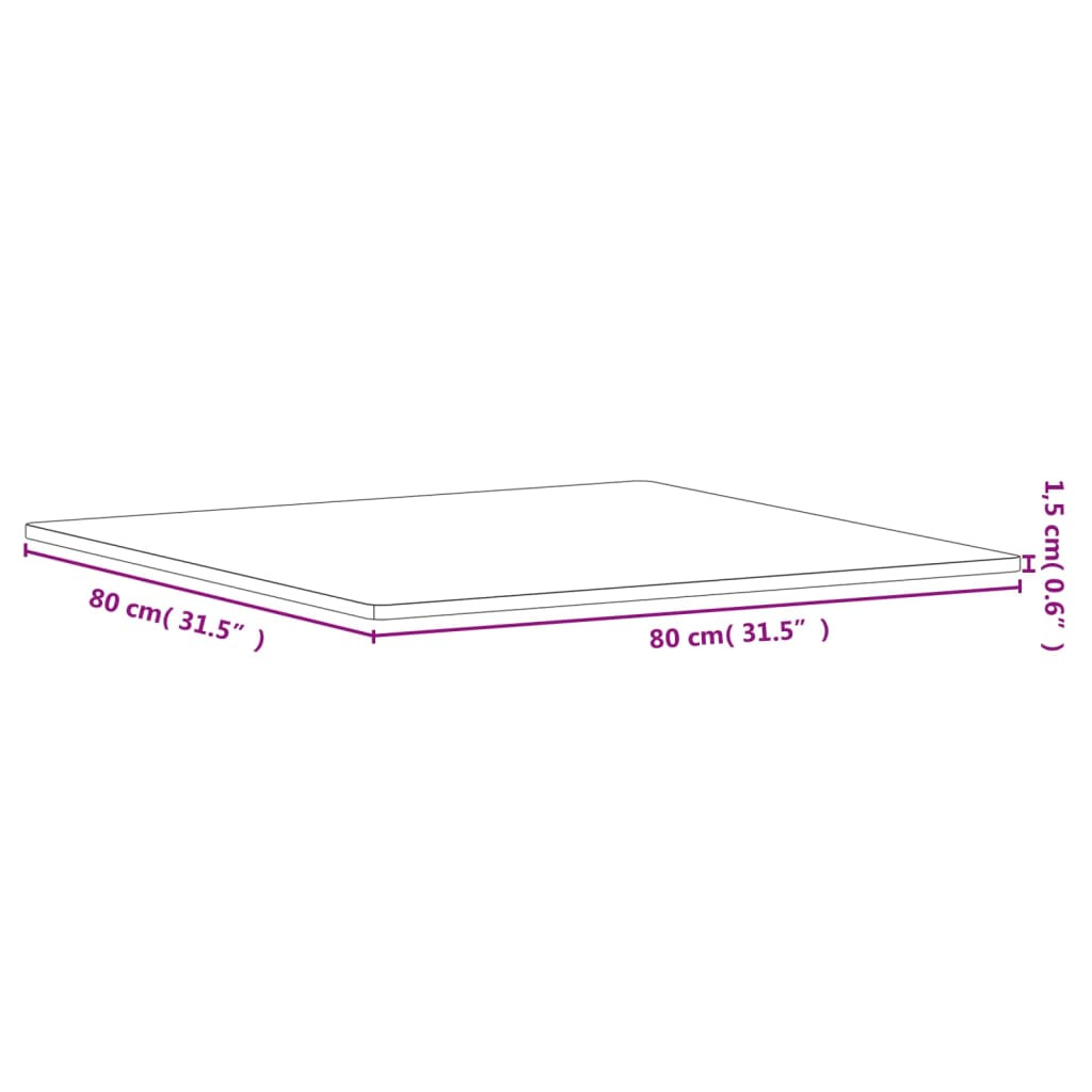 vidaXL Tischplatte 80x80x1,5 cm Quadratisch Massivholz Buche