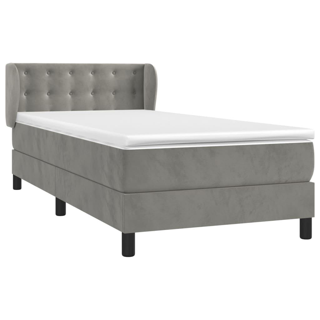 vidaXL Boxspringbett mit Matratze Hellgrau 80x200 cm Samt