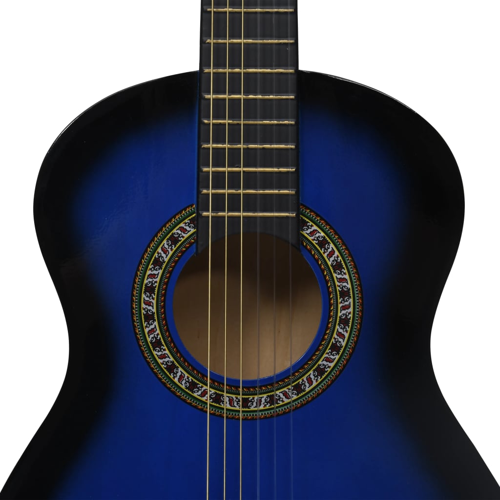 vidaXL 8-tlg. Klassikgitarren-Set für Anfänger Blau 1/2 34"