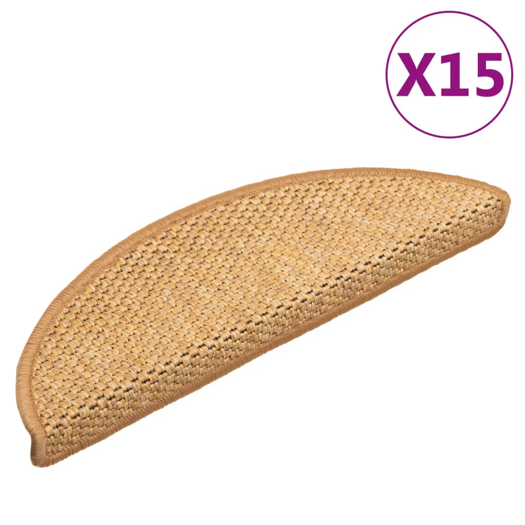 vidaXL Treppenmatten Selbstklebend Sisal-Look 15 Stk. 56x17x3 cm Sisal