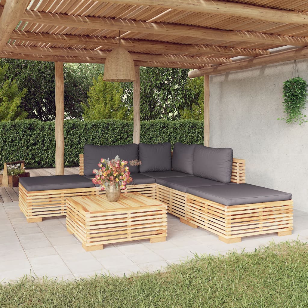 vidaXL 6-tlg. Garten-Lounge-Set mit Kissen Massivholz Teak