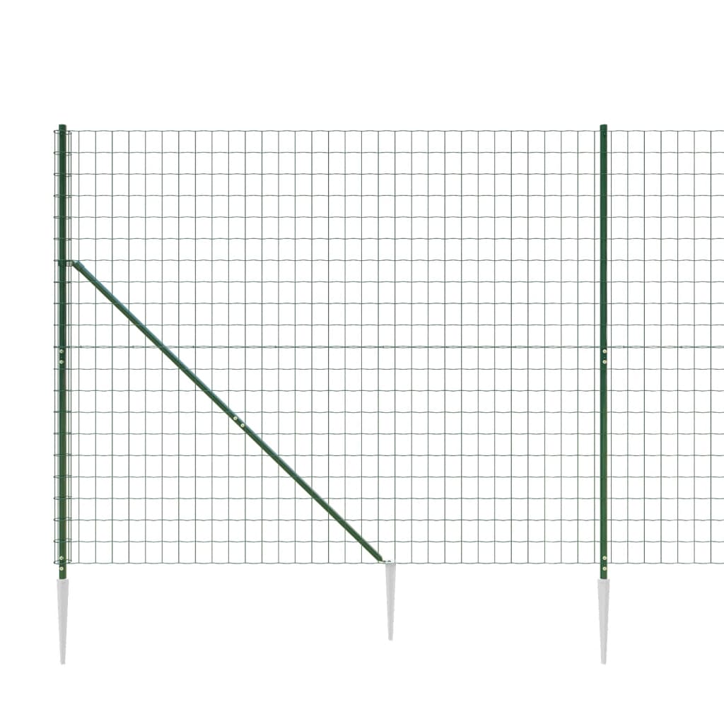 vidaXL Maschendrahtzaun mit Bodenhülsen Grün 2x10 m