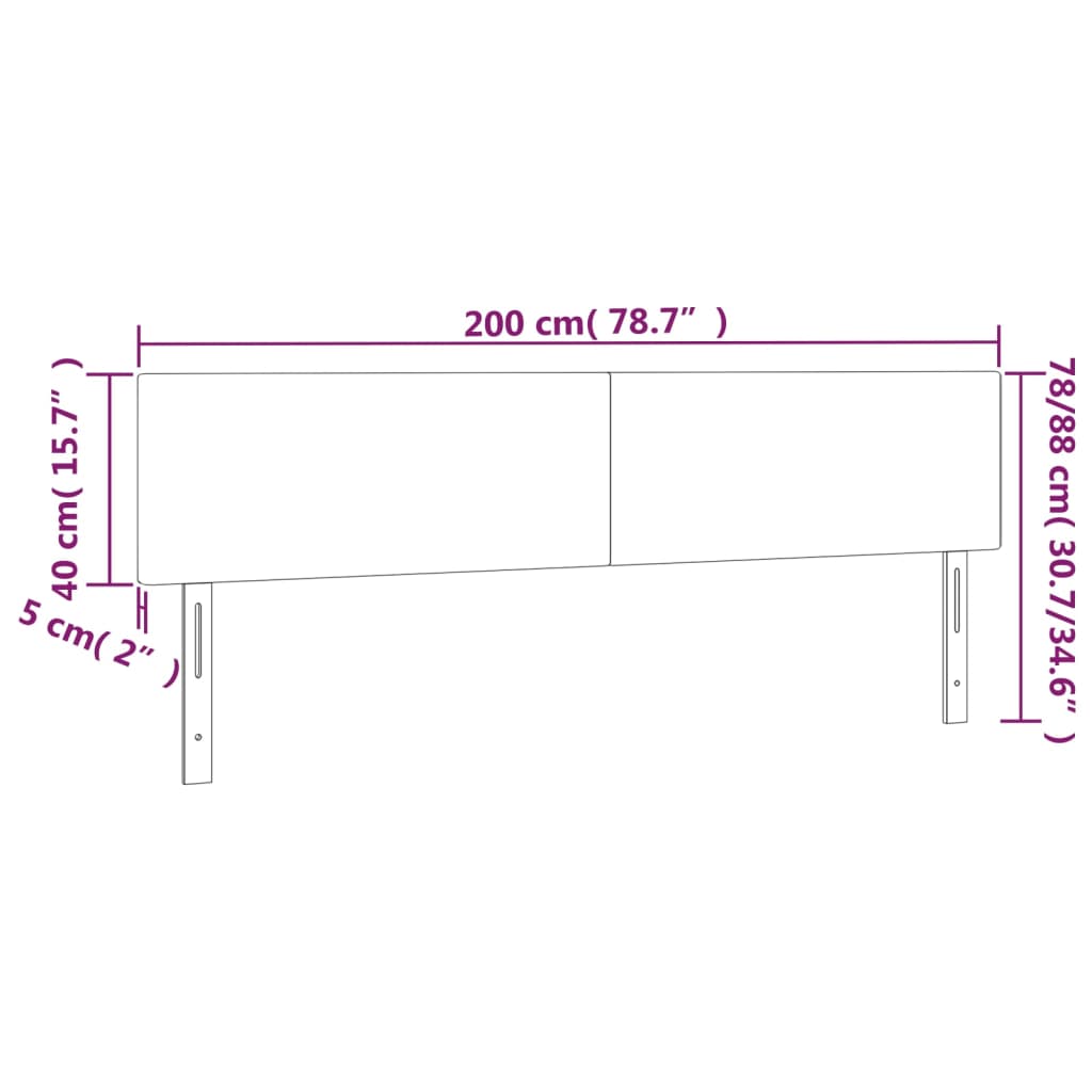 vidaXL LED Kopfteil Dunkelgrau 200x5x78/88 cm Samt