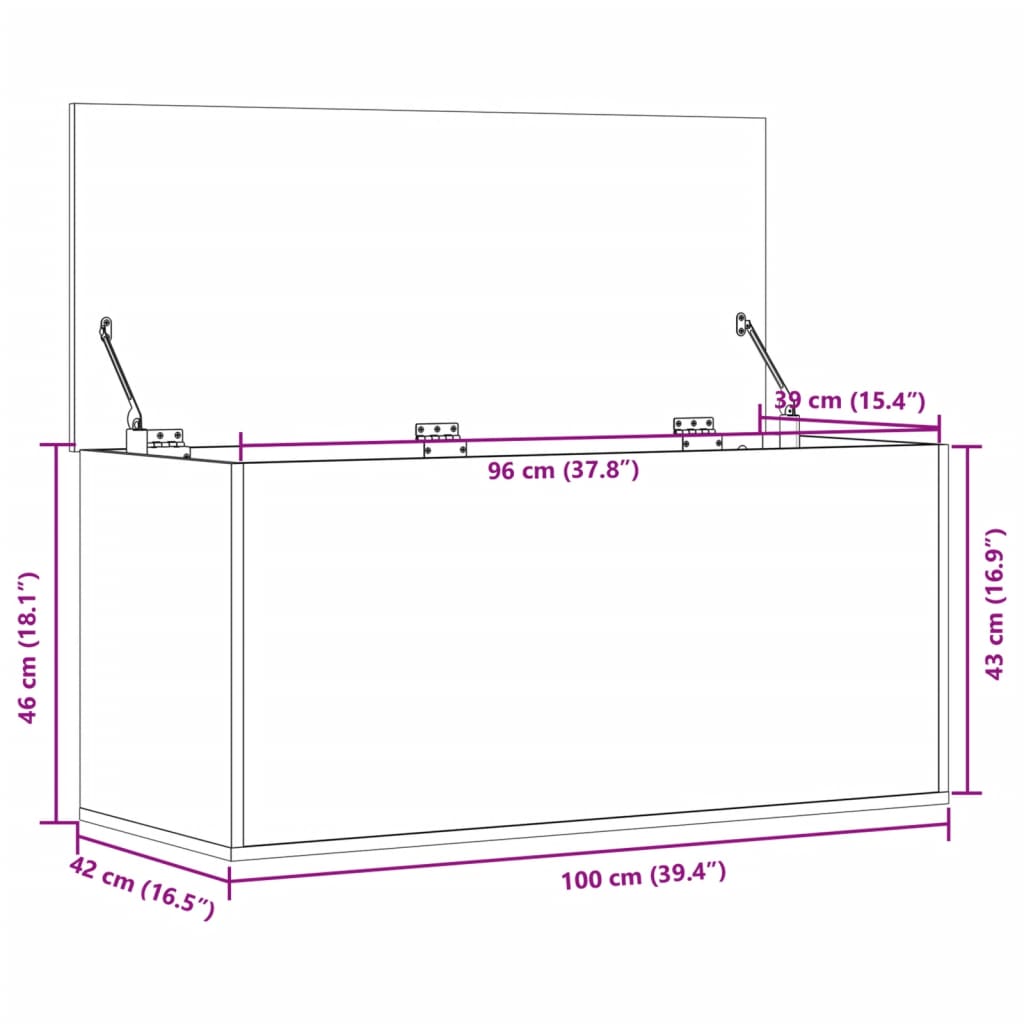 vidaXL Truhe Grau Sonoma 100x42x46 cm Holzwerkstoff