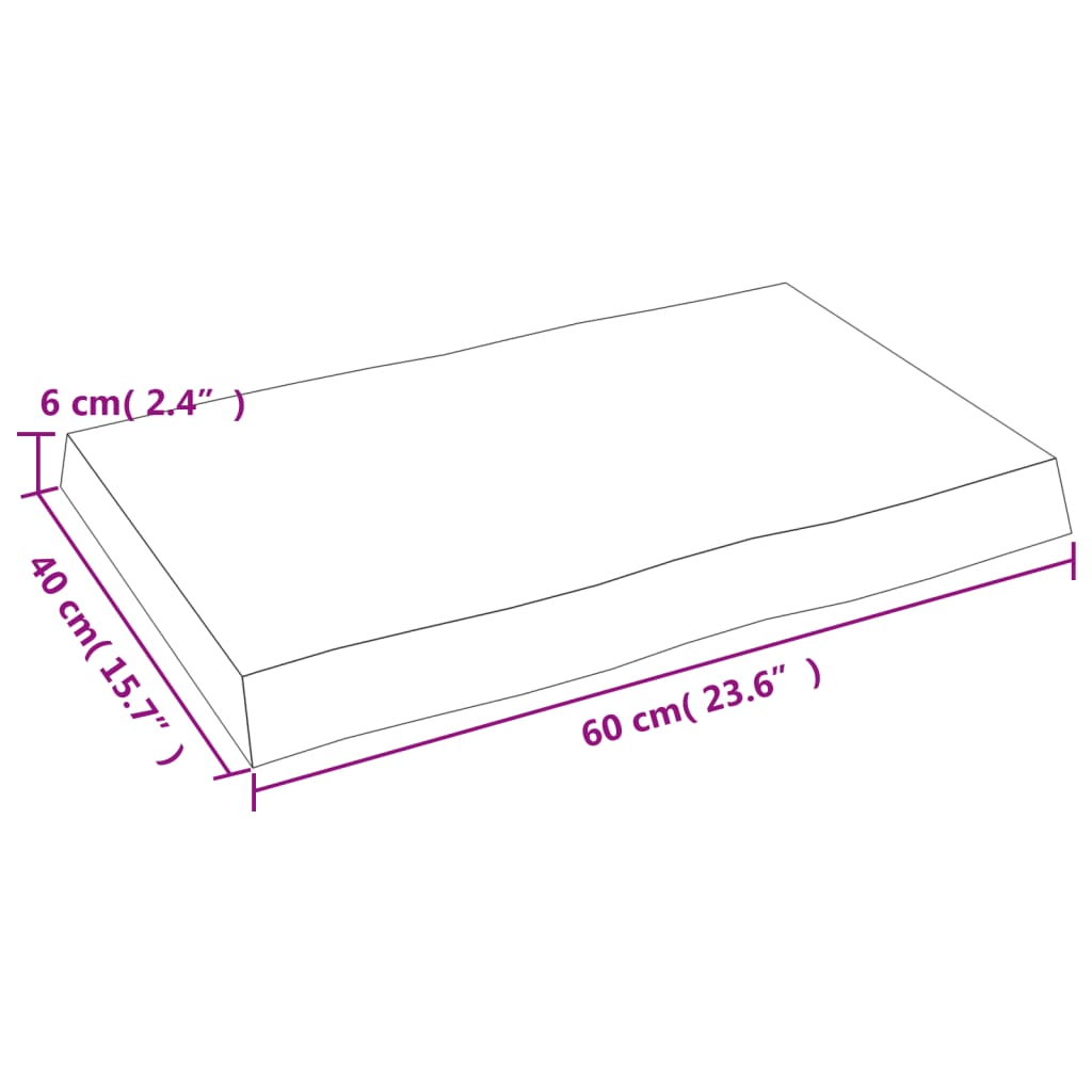 vidaXL Tischplatte 60x40x(2-6) cm Massivholz Unbehandelt Baumkante