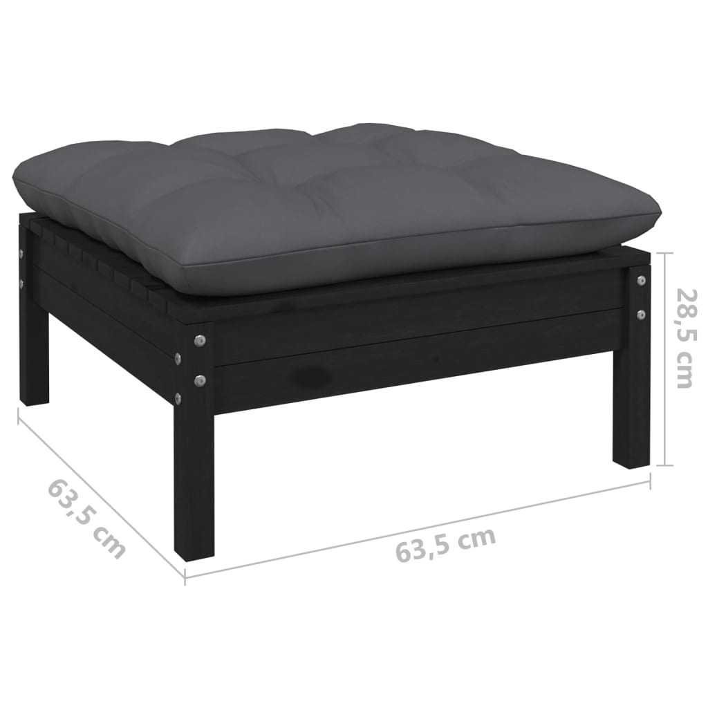 vidaXL 12-tlg. Garten-Lounge-Set mit Kissen Schwarz Massivholz Kiefer