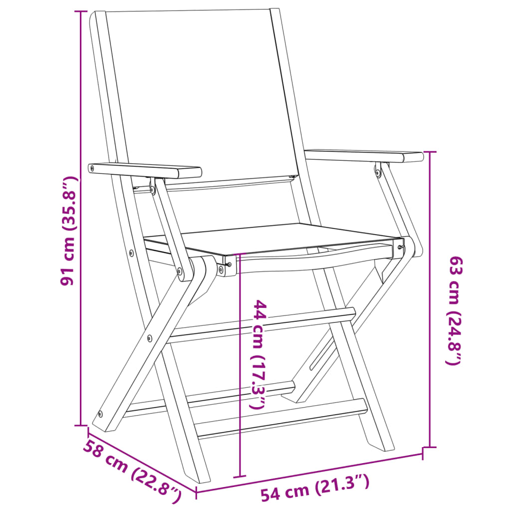 vidaXL Gartenstühle 4 Stk. Klappbar Cremeweiß Stoff und Massivholz