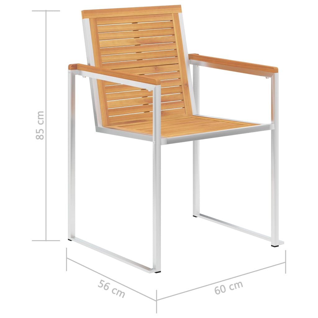 vidaXL Gartenstühle mit Kissen 2 Stk. Massivholz Teak und Stahl