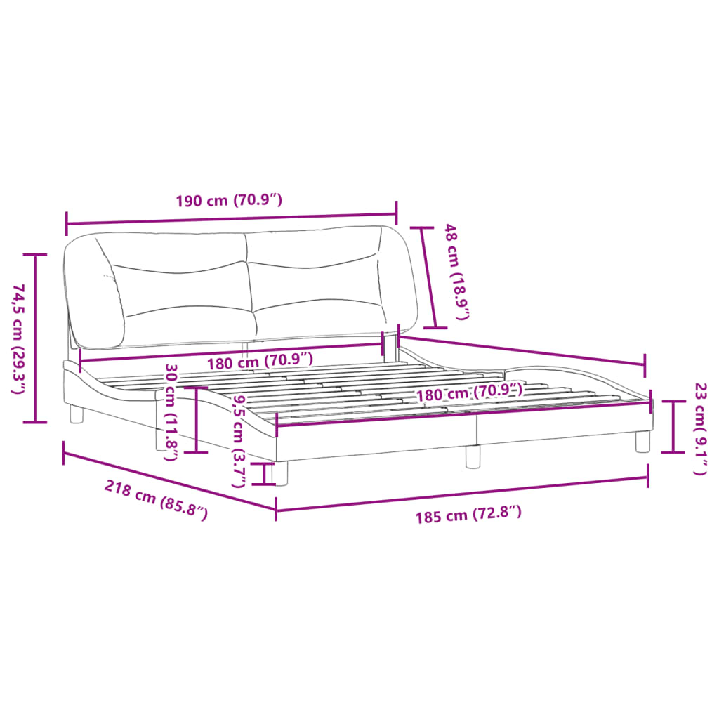 vidaXL Bettgestell ohne Matratze Blau 180x200 cm Stoff