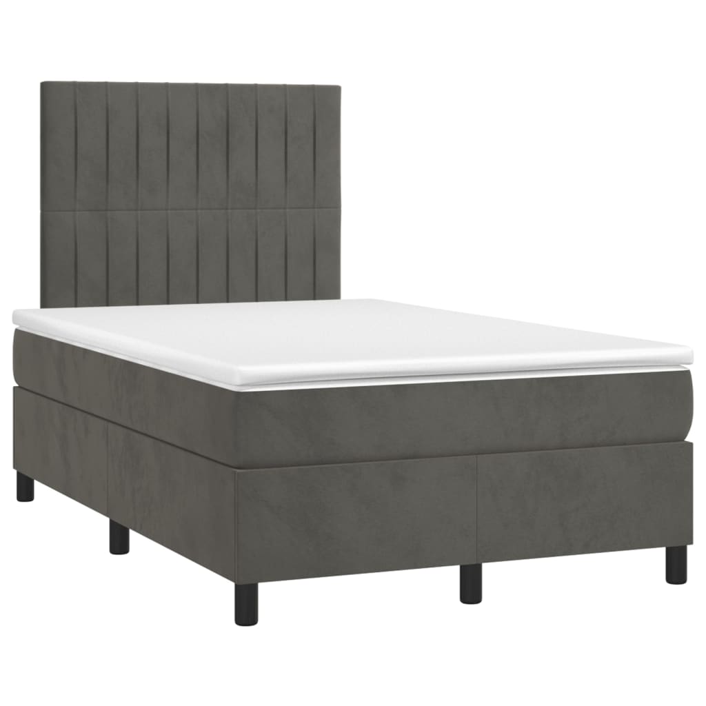 vidaXL Boxspringbett mit Matratze Dunkelgrau 120x200 cm Samt