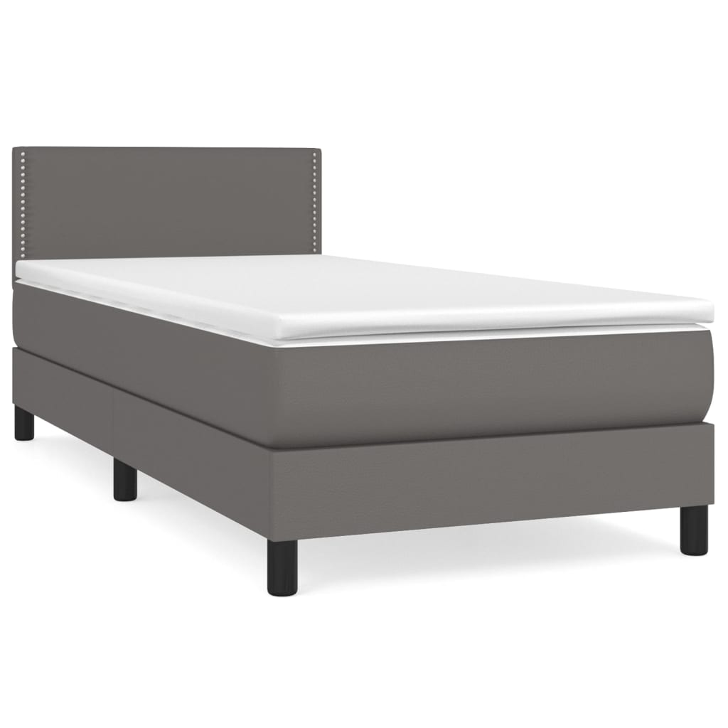 vidaXL Boxspringbett mit Matratze Grau 80x200 cm Kunstleder