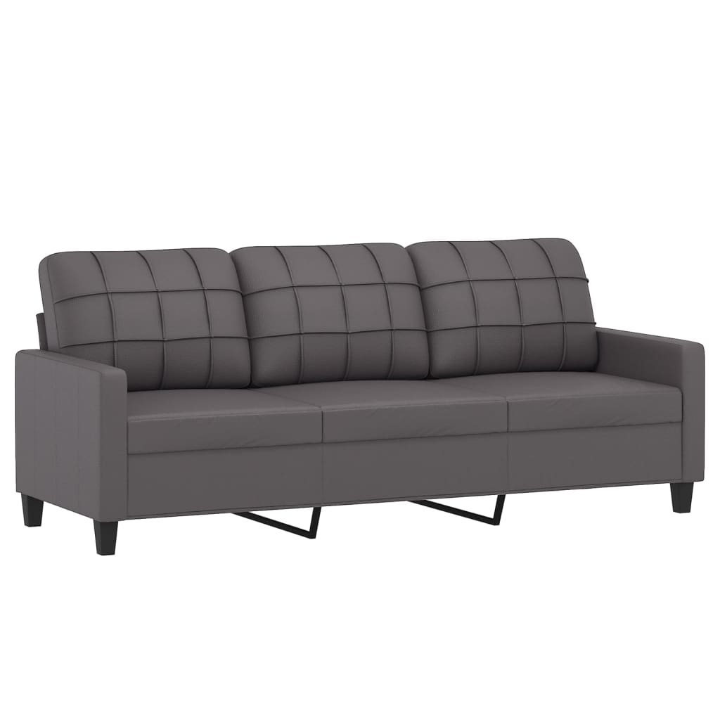 vidaXL 3-Sitzer-Sofa mit Hocker Grau 180 cm Kunstleder