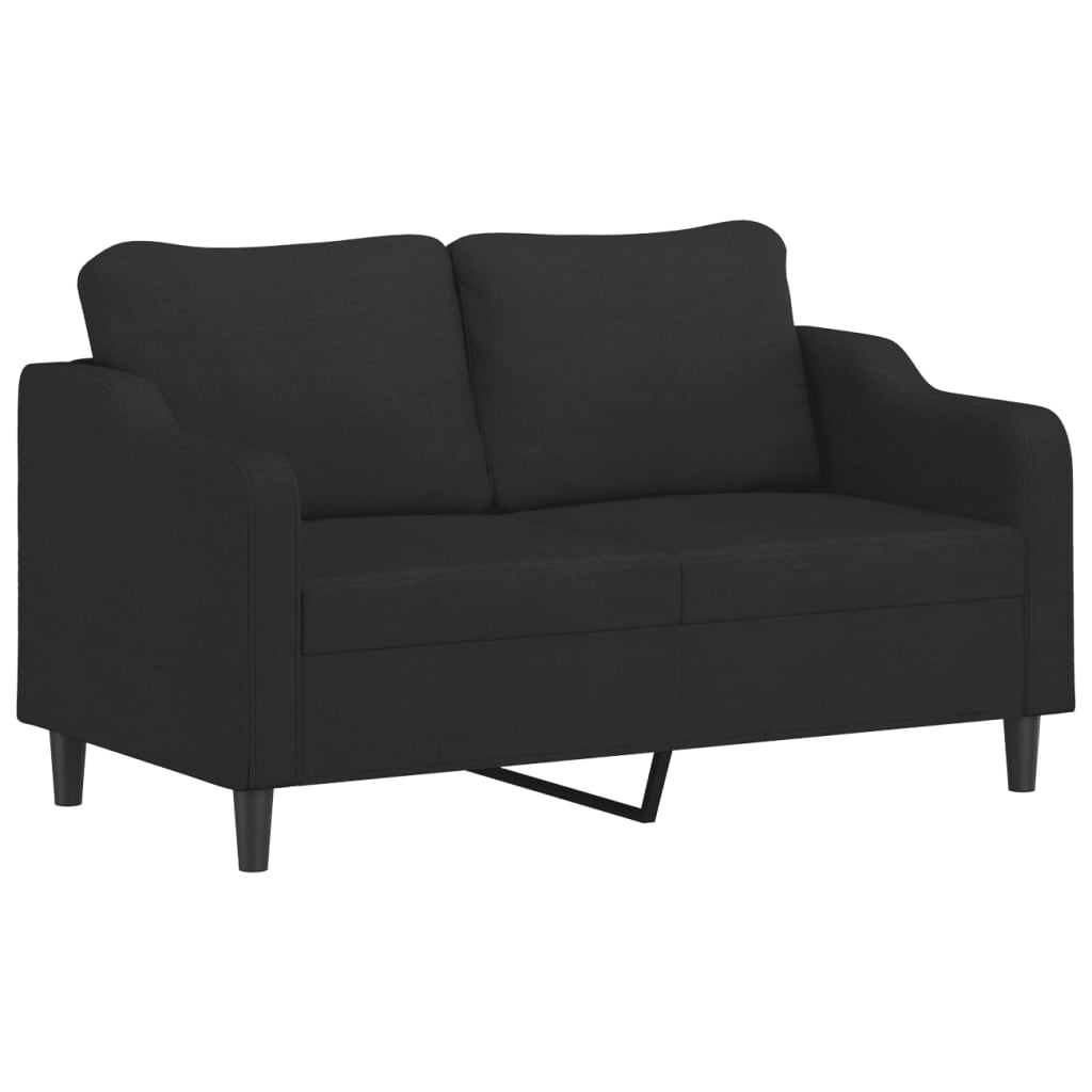 vidaXL 2-Sitzer-Sofa mit Zierkissen Schwarz 140 cm Stoff