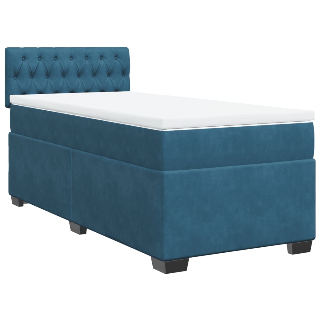 vidaXL Boxspringbett mit Matratze Blau 90x190 cm Samt