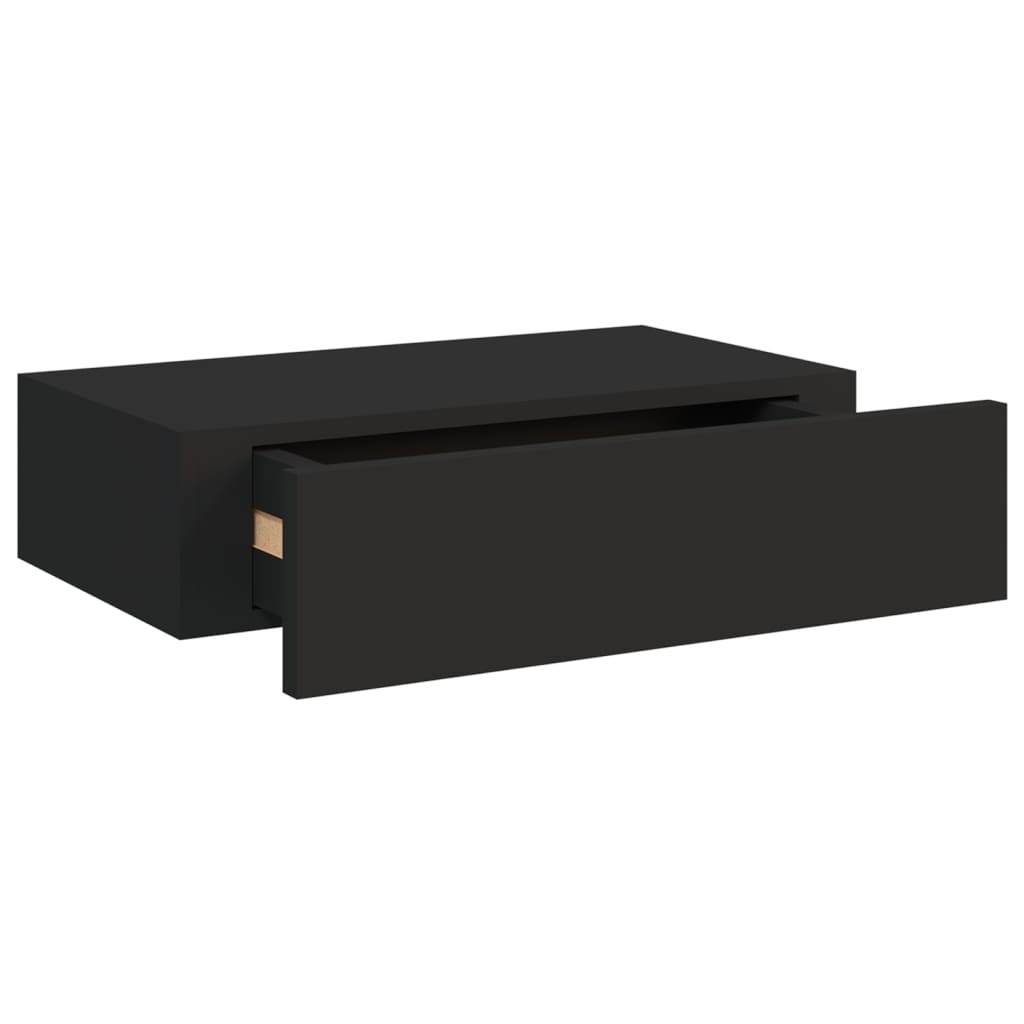 vidaXL Wandregale mit Schubladen 2 Stk. Schwarz 40x23,5x10 cm MDF