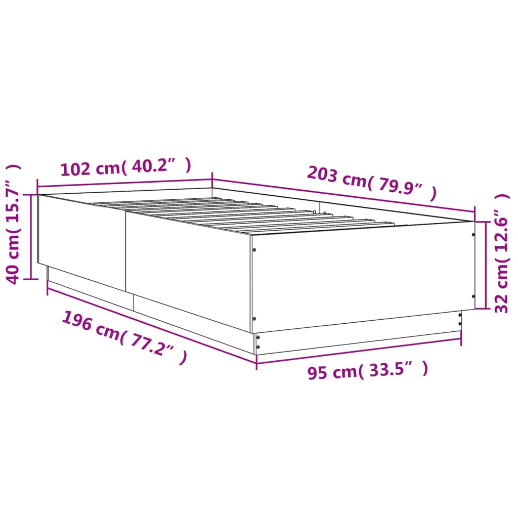 vidaXL Bettgestell Braun Eichen-Optik 100x200 cm Holzwerkstoff