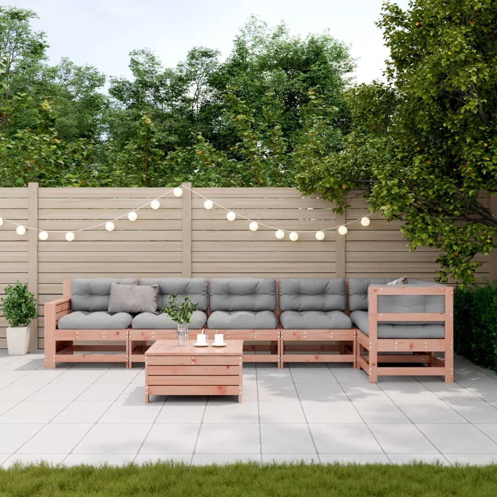 vidaXL 7-tlg. Garten-Lounge-Set mit Kissen Massivholz Douglasie