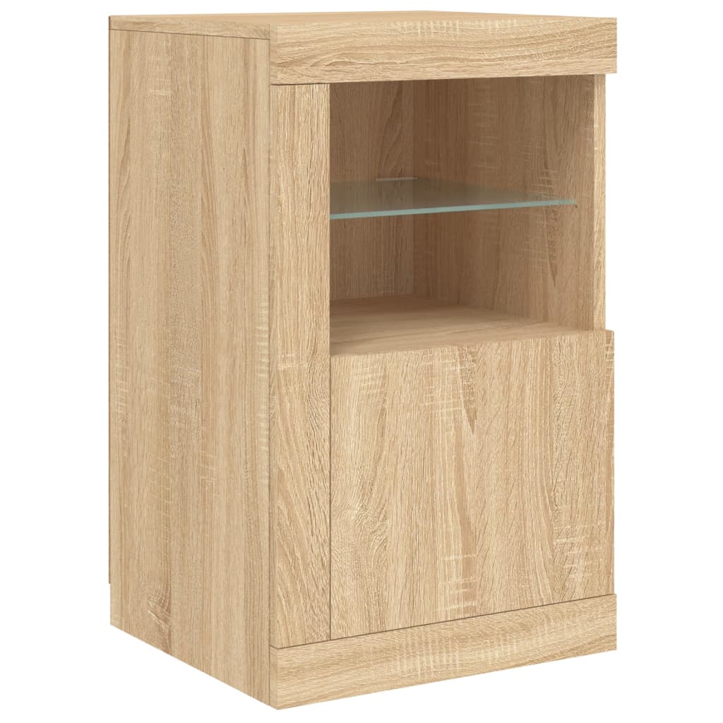 vidaXL Sideboard mit LED-Leuchten Sonoma-Eiche 123x37x67 cm