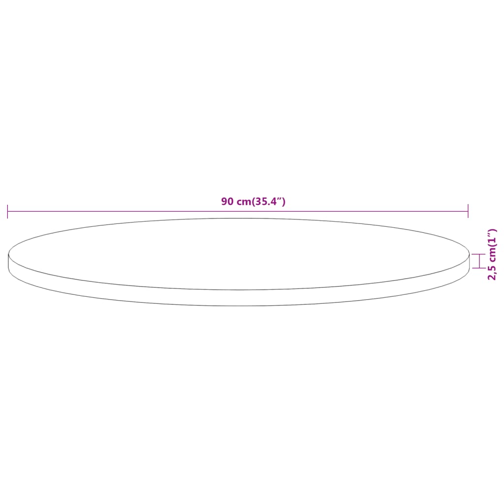 vidaXL Tischplatte Ø90x2,5 cm Rund Massivholz Akazie