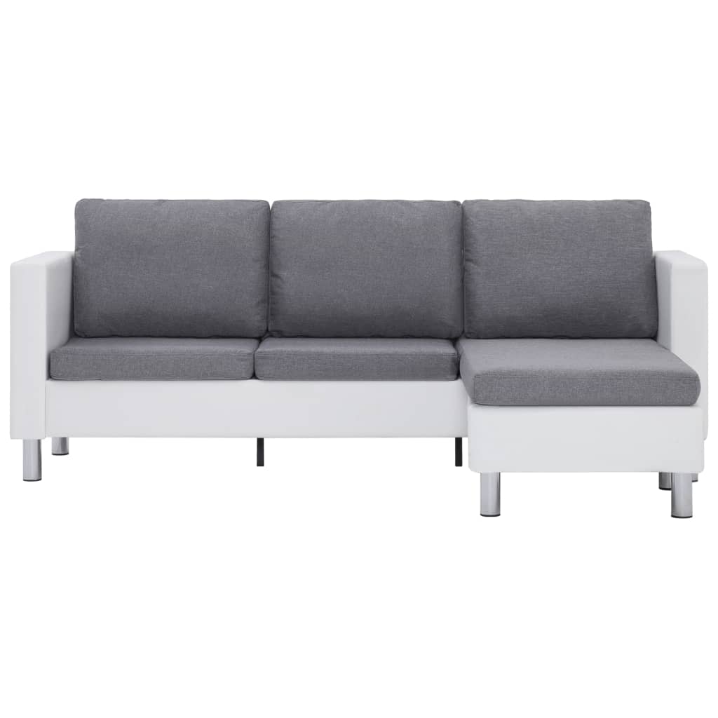 vidaXL 3-Sitzer-Sofa mit Kissen Weiß Kunstleder