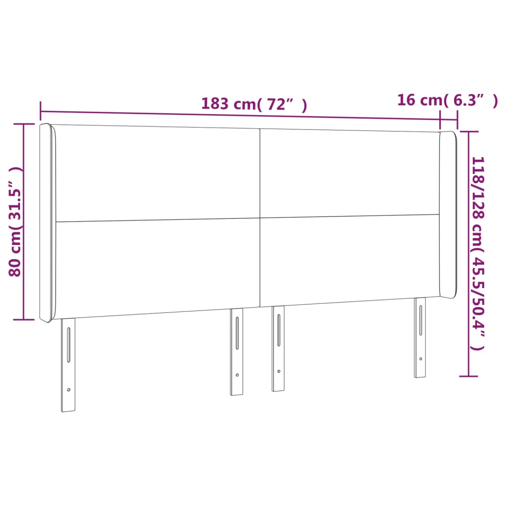 vidaXL LED Kopfteil Weiß 183x16x118/128 cm Kunstleder