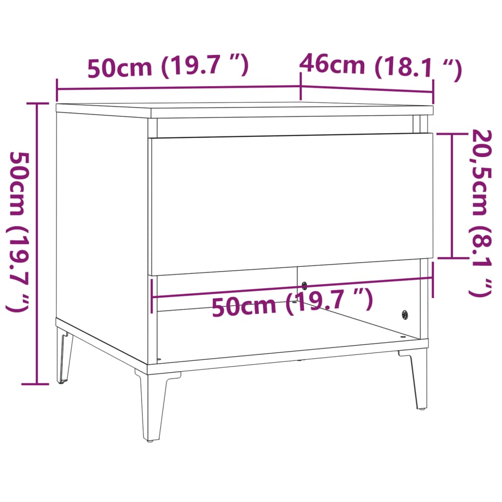 vidaXL Beistelltische 2 Stk. Schwarz 50x46x50 cm Holzwerkstoff