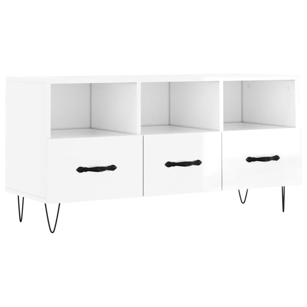 vidaXL TV-Schrank Hochglanz-Weiß 102x36x50 cm Holzwerkstoff