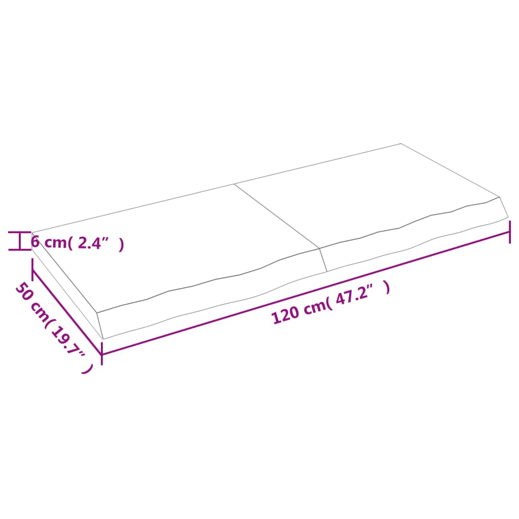 vidaXL Waschtischplatte Dunkelbraun 120x50x(2-6)cm Massivholz