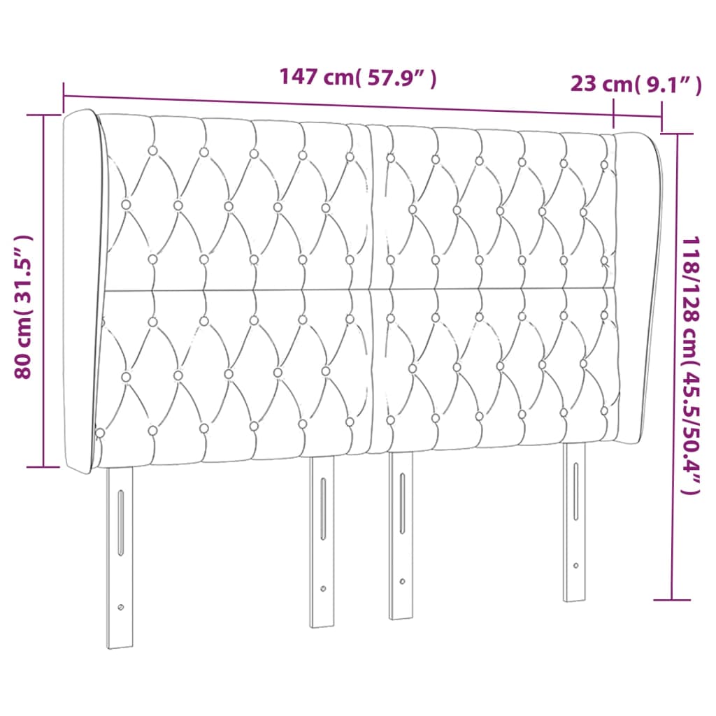 vidaXL Kopfteil mit Ohren Grün 147x23x118/128 cm Stoff