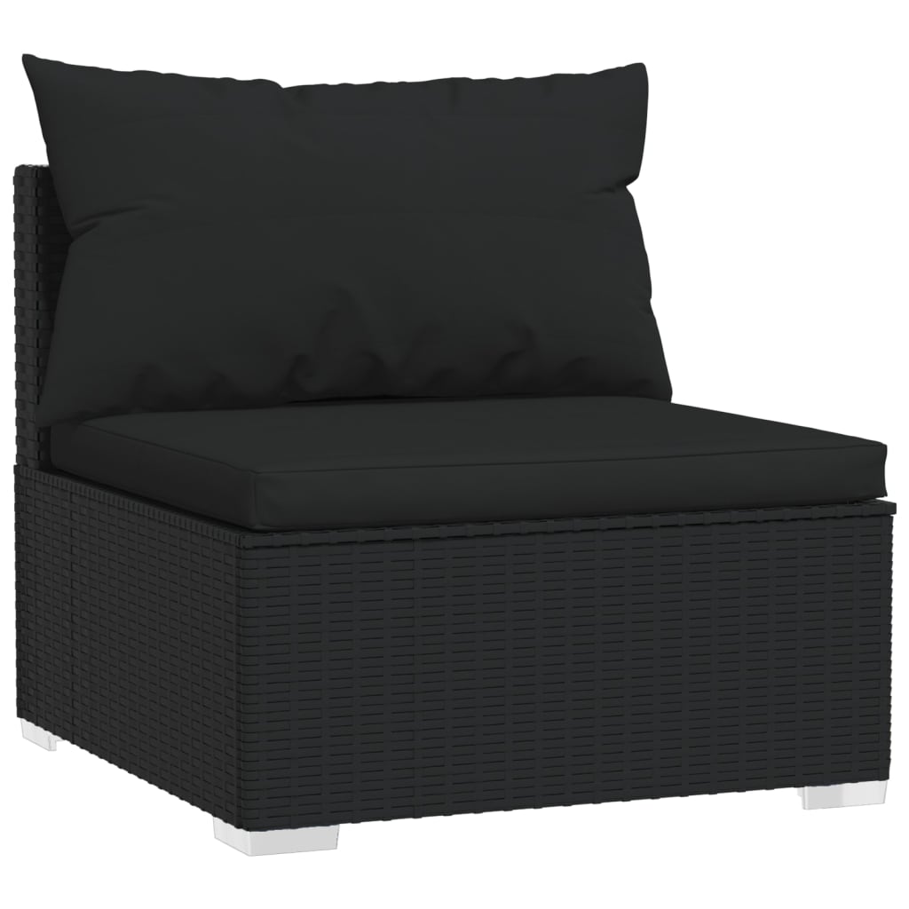 vidaXL 10-tlg. Garten-Lounge-Set mit Kissen Poly Rattan Schwarz