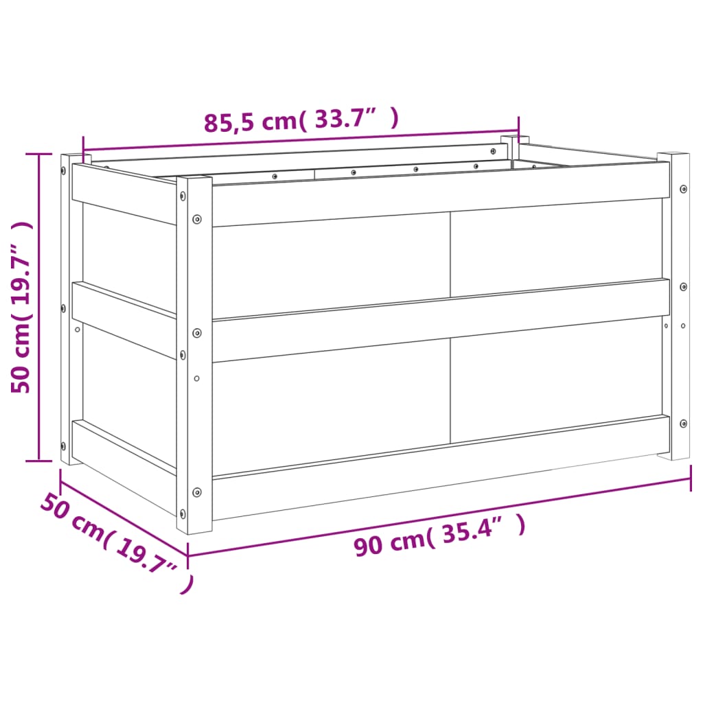 vidaXL Pflanzkübel Wachsbraun 90x50x50 cm Massivholz Kiefer