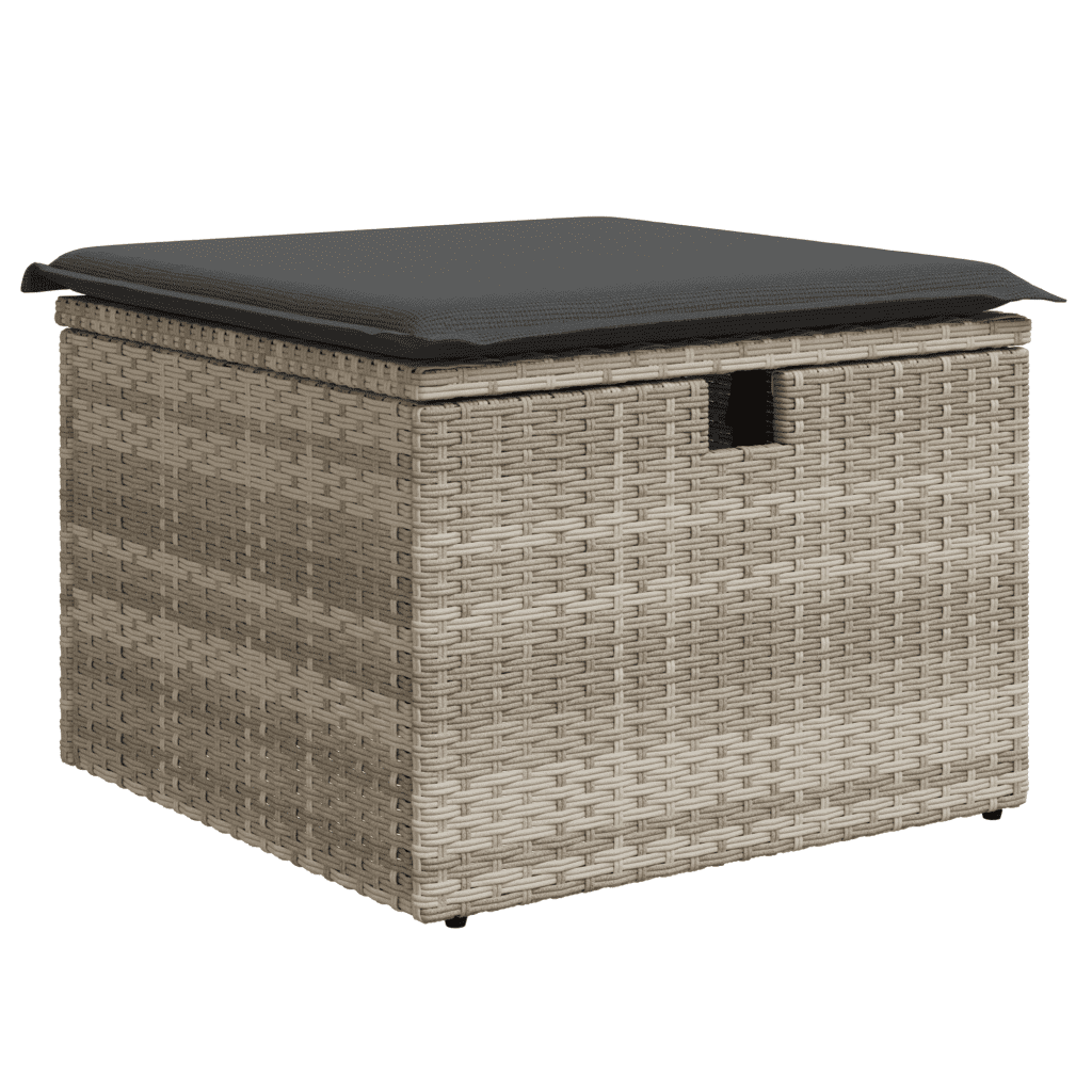 vidaXL 8-tlg. Garten-Sofagarnitur mit Kissen Hellgrau Poly Rattan