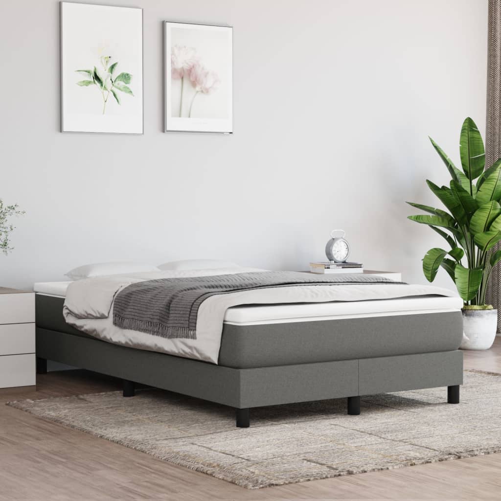 vidaXL Boxspringbett mit Matratze Dunkelgrau 120x200 cm Stoff